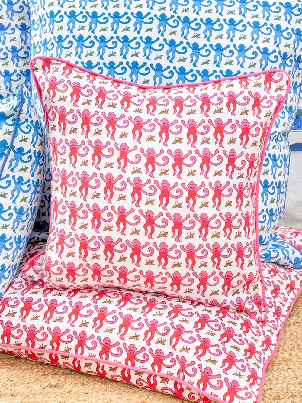 Roller Rabbit Monkey Throw Pillow - Picture 2 of 2